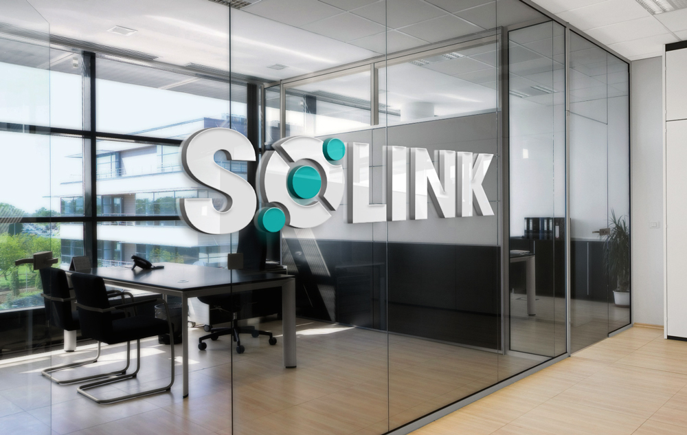 Solink logo on office wall